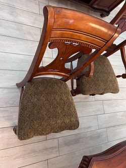 Traditional Carved Wood Dining Chairs and Table