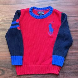 Polo Ralph Lauren Cable Knit Sweater Boys Kids 4T Crewneck Big Pony Number 3