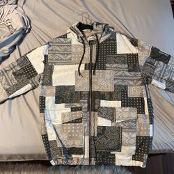 Grey Paisley Rain Jacket/hoodie
