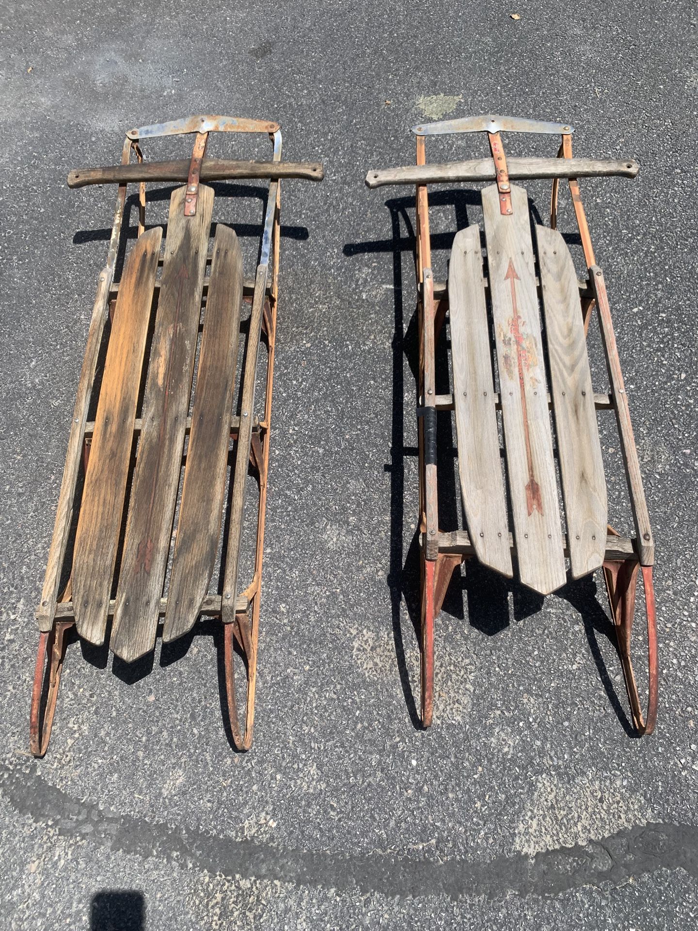 Pair of flexible Flyer Antique Wooden Sleds