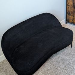 LIKE-NEW Black Boucle Loveseat Upholstered Cushioned – Stylish & Space-Savvy!