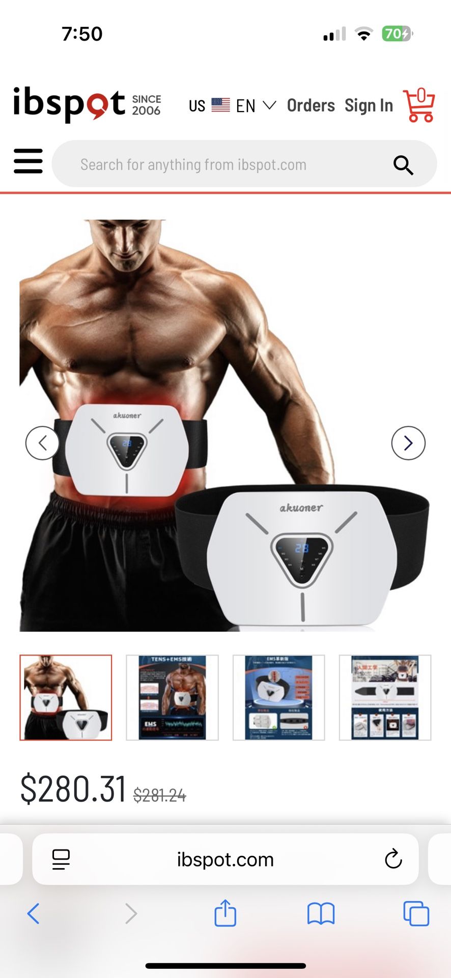 Akuoner EMS Abdominal Training Exercise Belt, No Gel Sheets 8 Modes 30 Levels