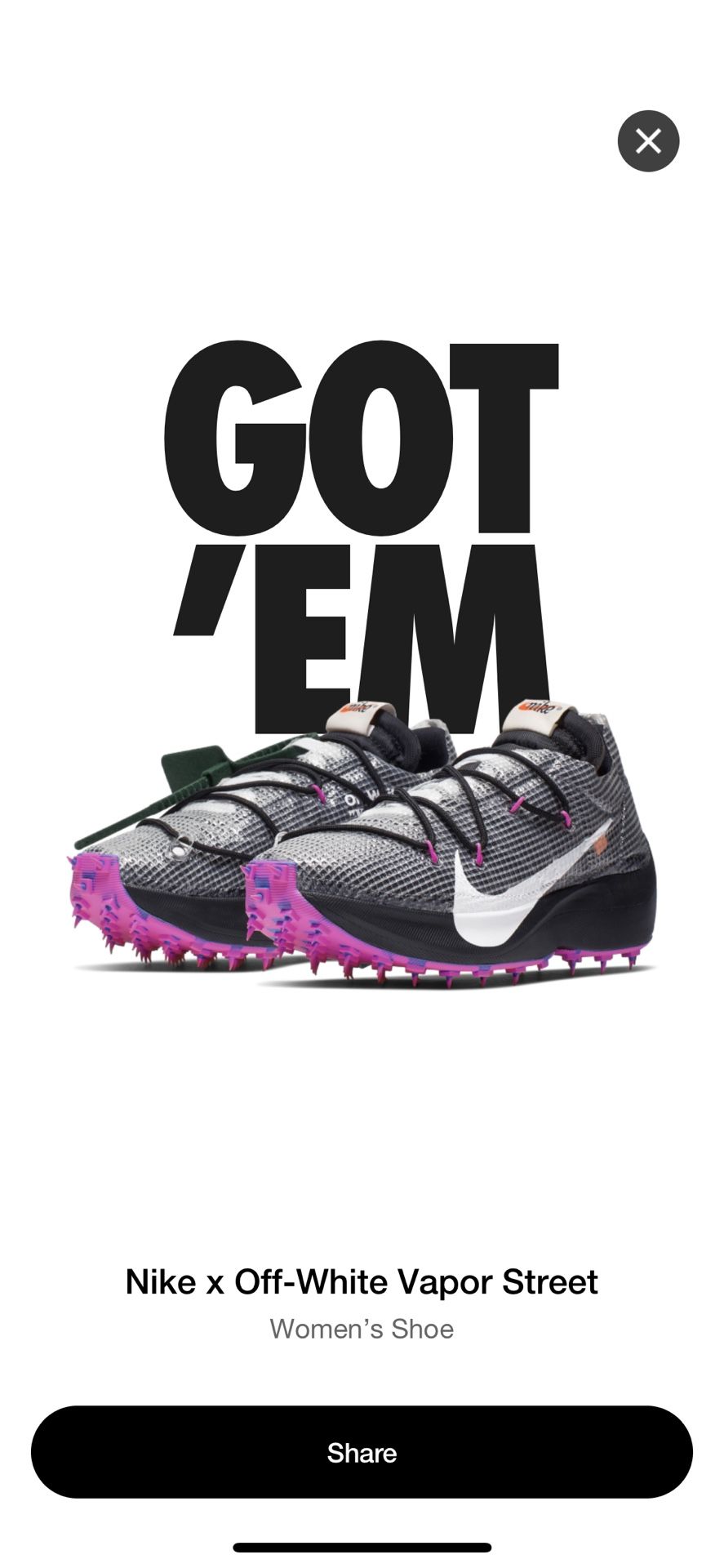 Nike x Off White Vapor Street size 11.5