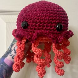 Red And Orange Ombré Crochet Jellyfish 