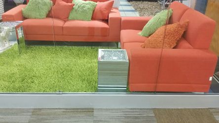 Orange sofa/loveseat
