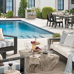 Organic Root-Style Coffee Table with Glass Top – Coastal Resin Stone Base