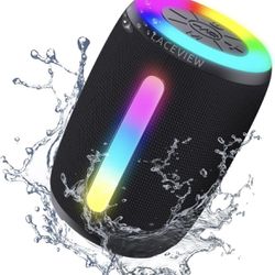 New In Box Bluetooth portable Speaker,IP68 Waterproof with LED Lights,15W HD Stereo Wireless,BT5.3,MIC,TWS Pairing Function,12H Playtime(Black)