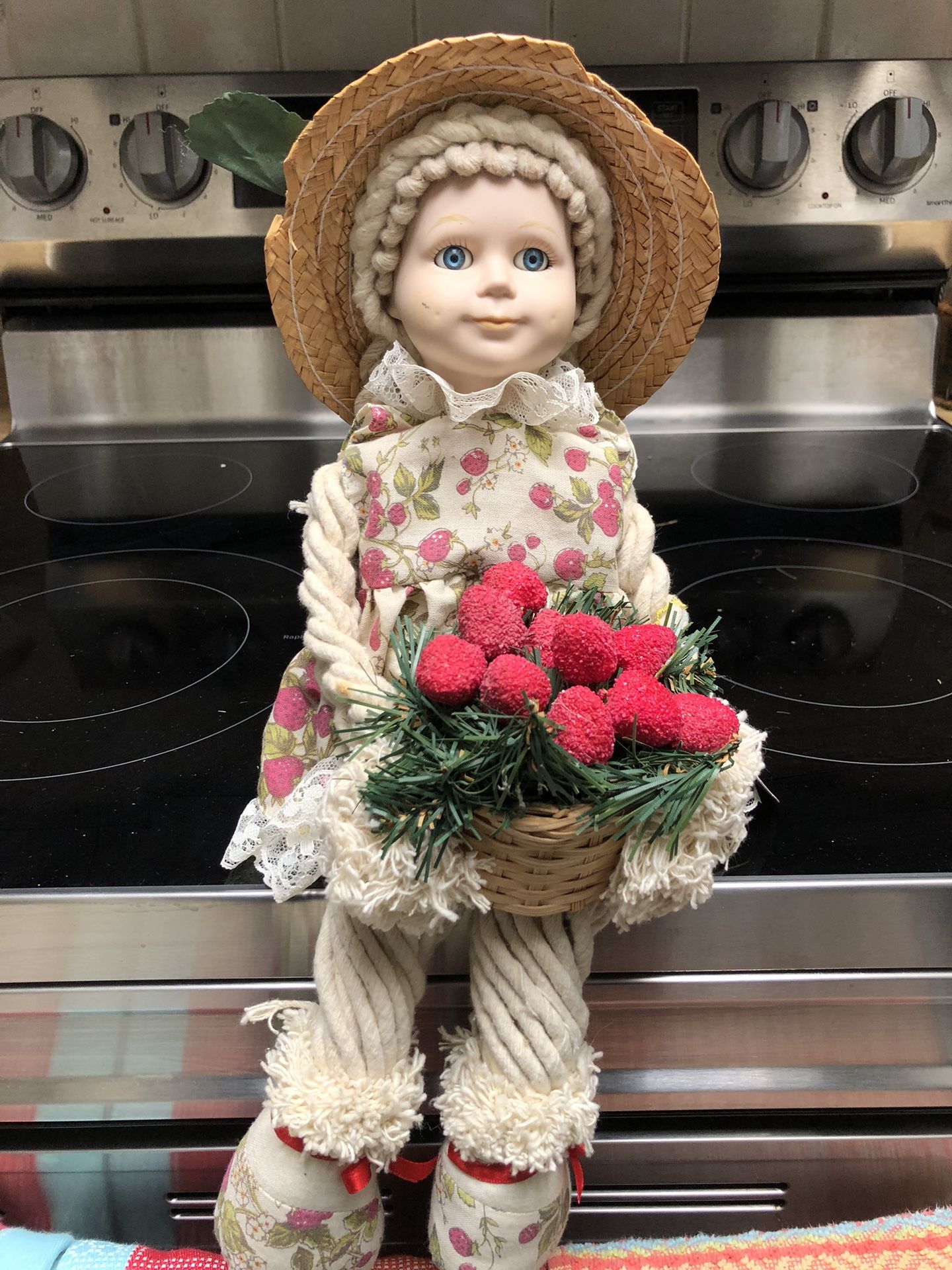 Vintage Springtime Strawberry Girl Doll