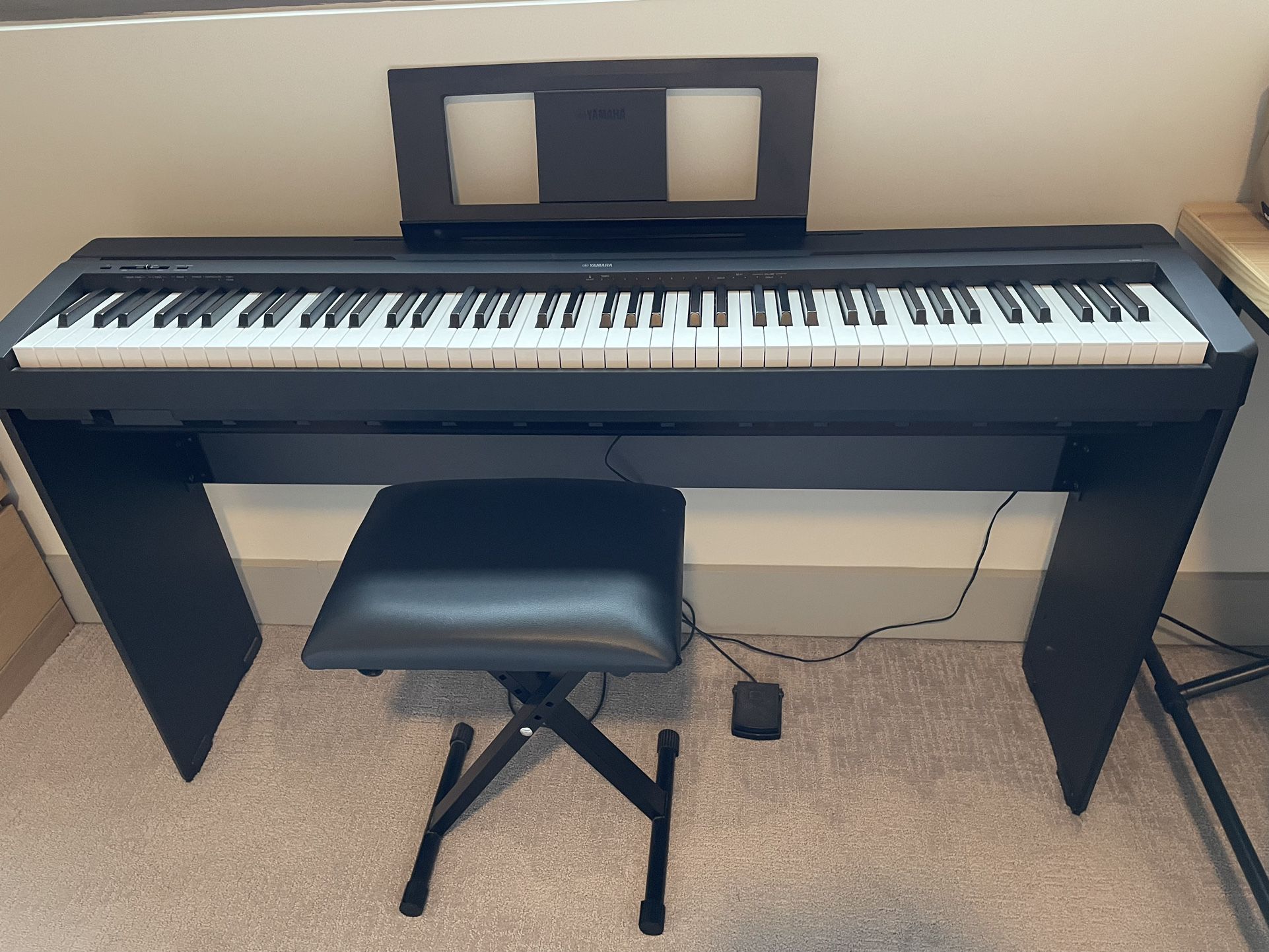 Yamaha 88-Key Digital Piano with Keyboard Stand and Chair