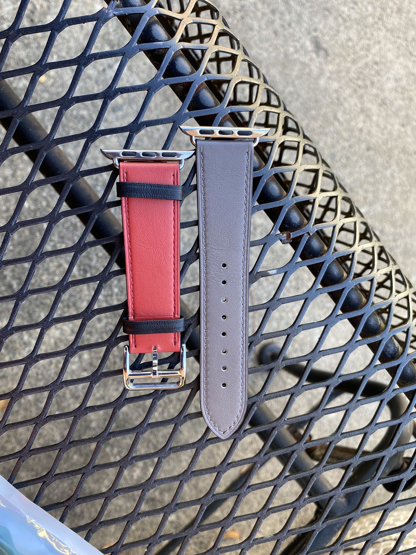 Apple Watch Hermes Brick Red And Grey Leather Band 49/45/44/42