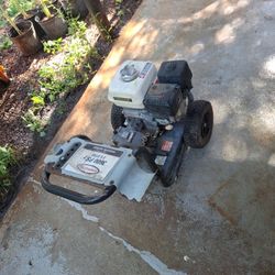 Simpson 3600psi pressure washer: the pump isn't very powerful and will need to be replaced soon. It still pumps water, but it's not very strong. The m