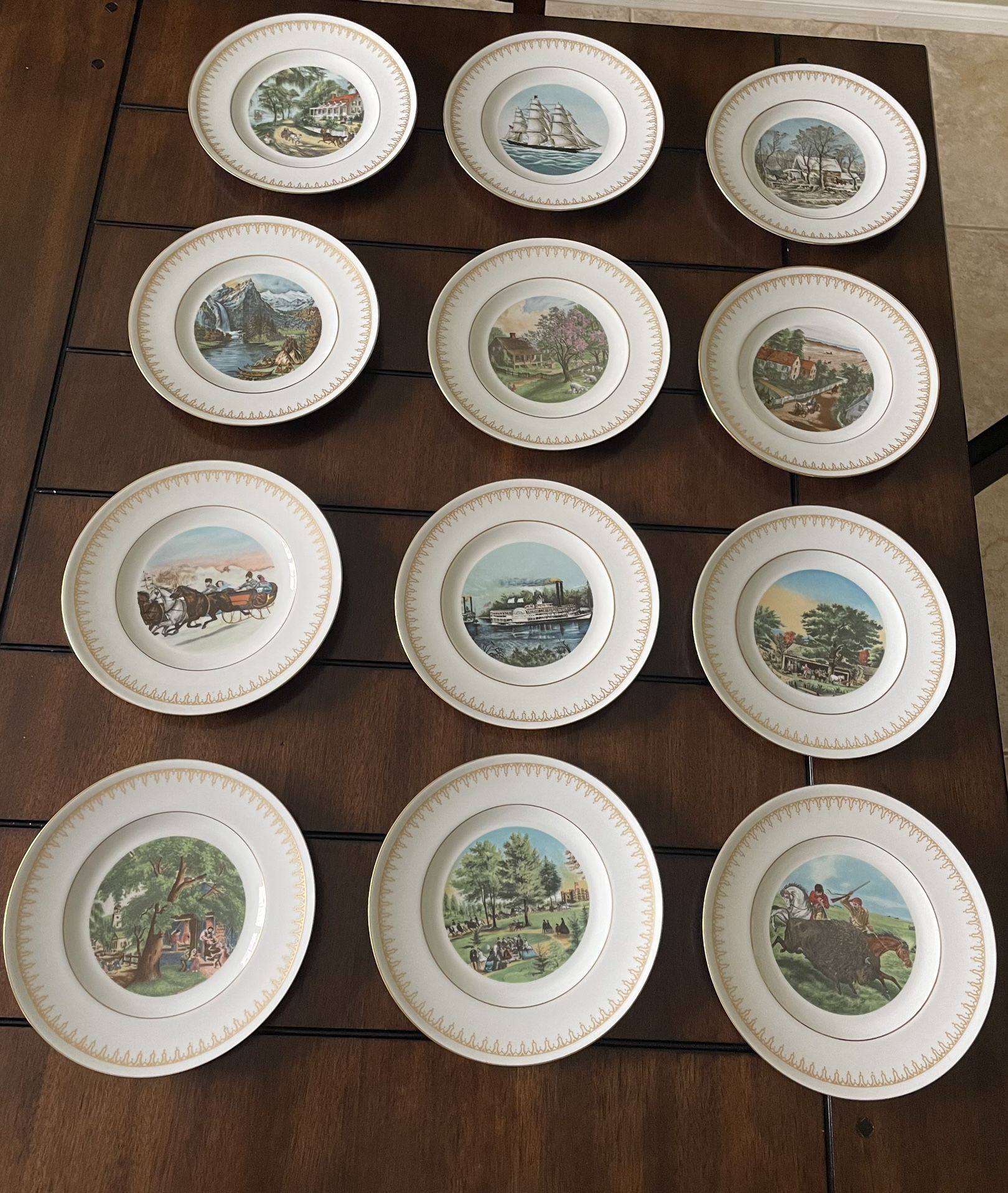 Bing & Grondahl - The Currier & Ives Plate Collection 12 Piece