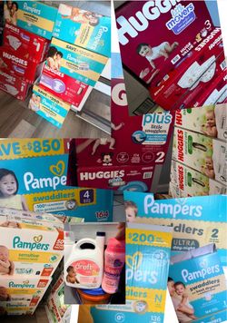 Diapers, baby wipes, baby detergent ***Trade for formula***
