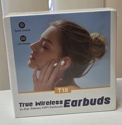 White Wireless Earbuds, Bluetooth Ear Buds with Big Bass Stereo Sound