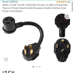 Power Cord Adapter For Dryer, New