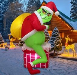 GRINCH Christmas Inflatable~NEW~6 ft Green Santa Chimney Inflatables Outdoor Decor
Blow Up Yard Decorations wLED Light, Inflatables Outdoor Decor for