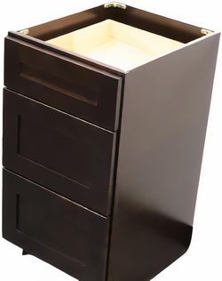 Espresso Shaker 3 Drawers Bathroom Vanity Base 18" Width, Bathroom Drawer Storage Cabinet