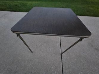 Folding Table with Metal Legs and a Wood Top