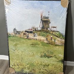 Framed Canvas Wall Art – Countryside Windmill Landscape