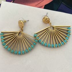 GENUINE TURQUOISE FAN EARRINGS THEY MOVE