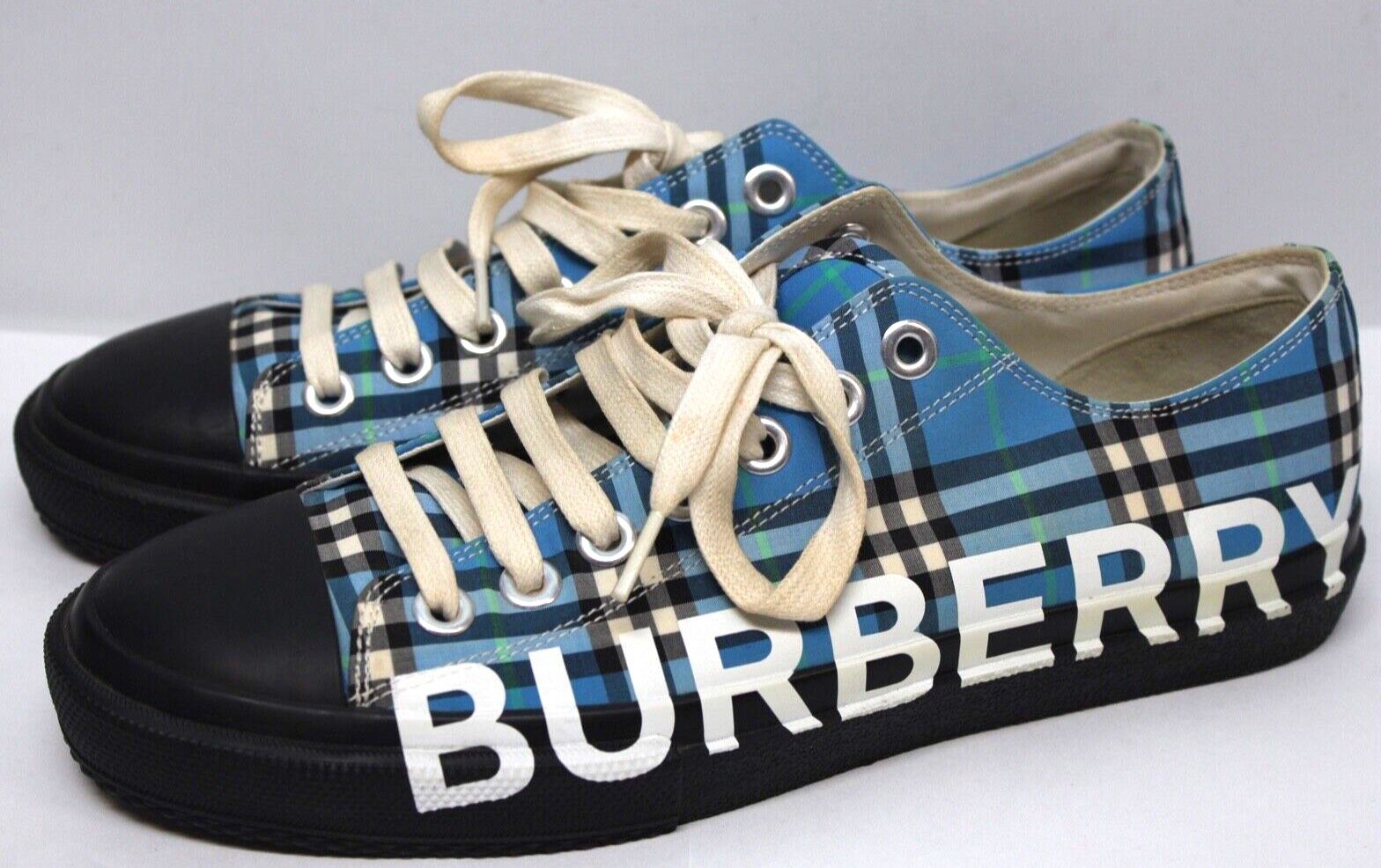 Burberry Men's Larkhall Logo Vintage Check Low Top blue Sneakers - 9 US 42 EUR Mens shoes
