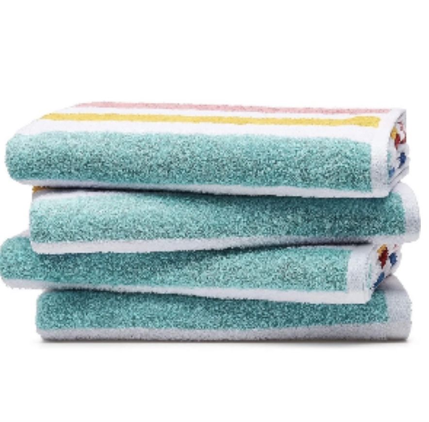 Amazon Basics Cabana Stripe Beach Towel - Pack of 4, Rainbow