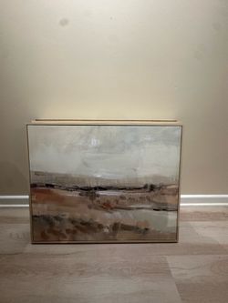 Modern abstract framed wall art in warm neutral tones
