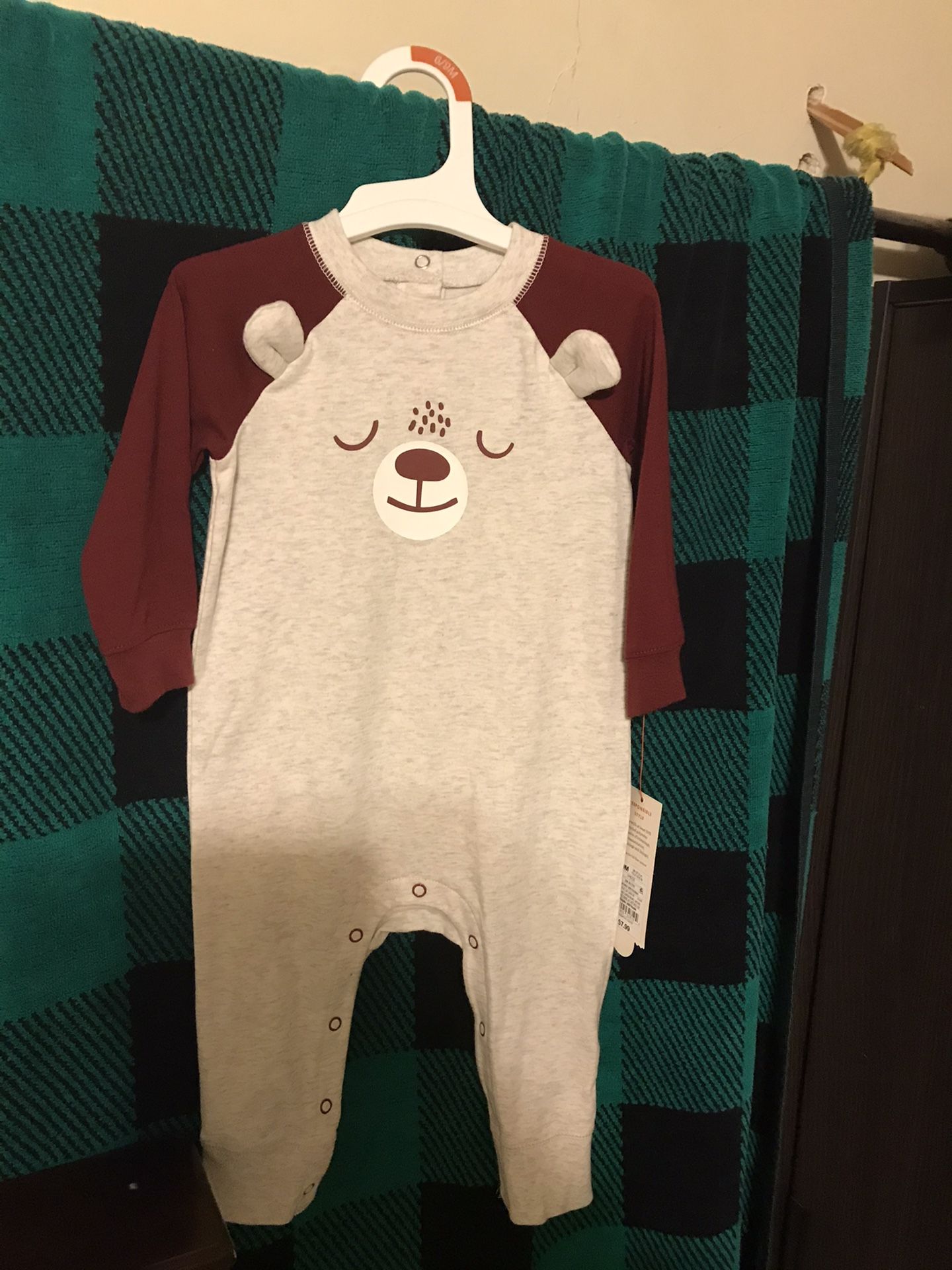 Baby Boys Bear Romper-Cat &Jack Heather Gray(6-9 Months)