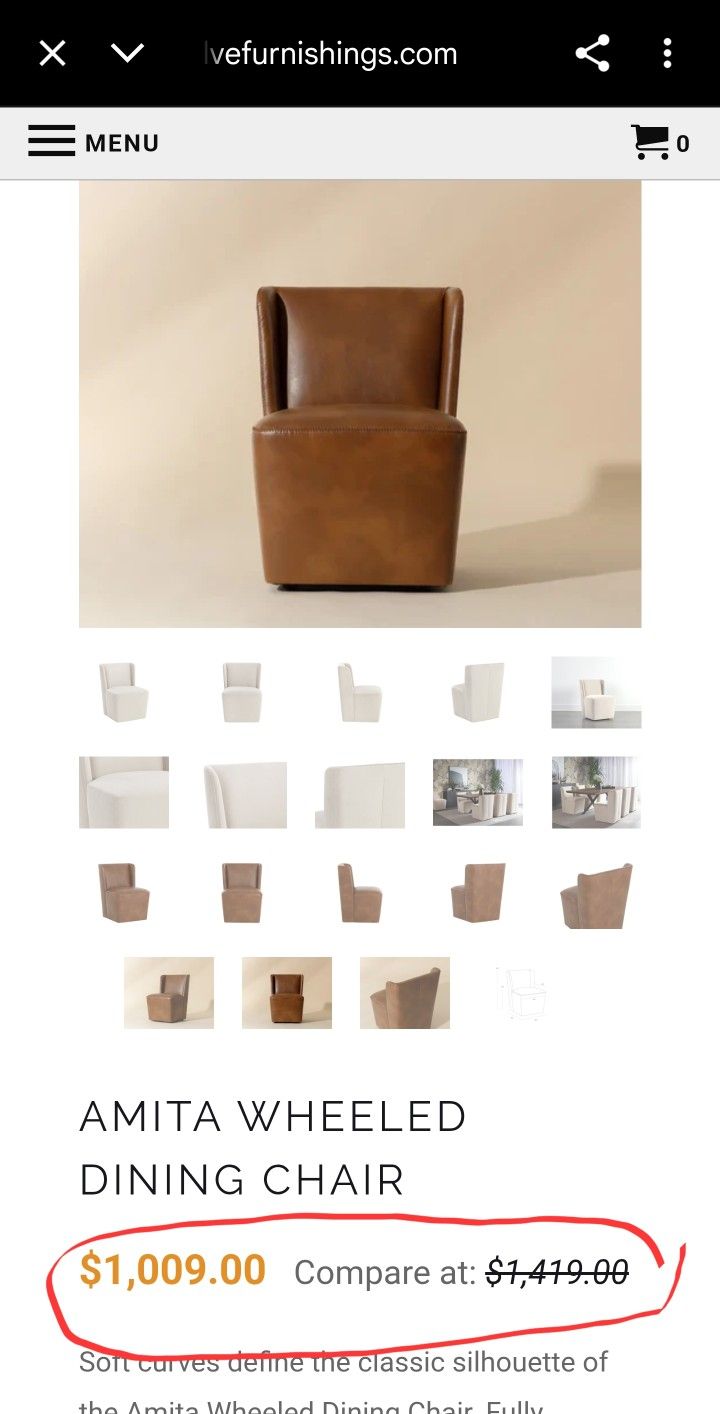 ARHAUS 
AMITA WHEELED ACCENT/DINING CHAIRS.