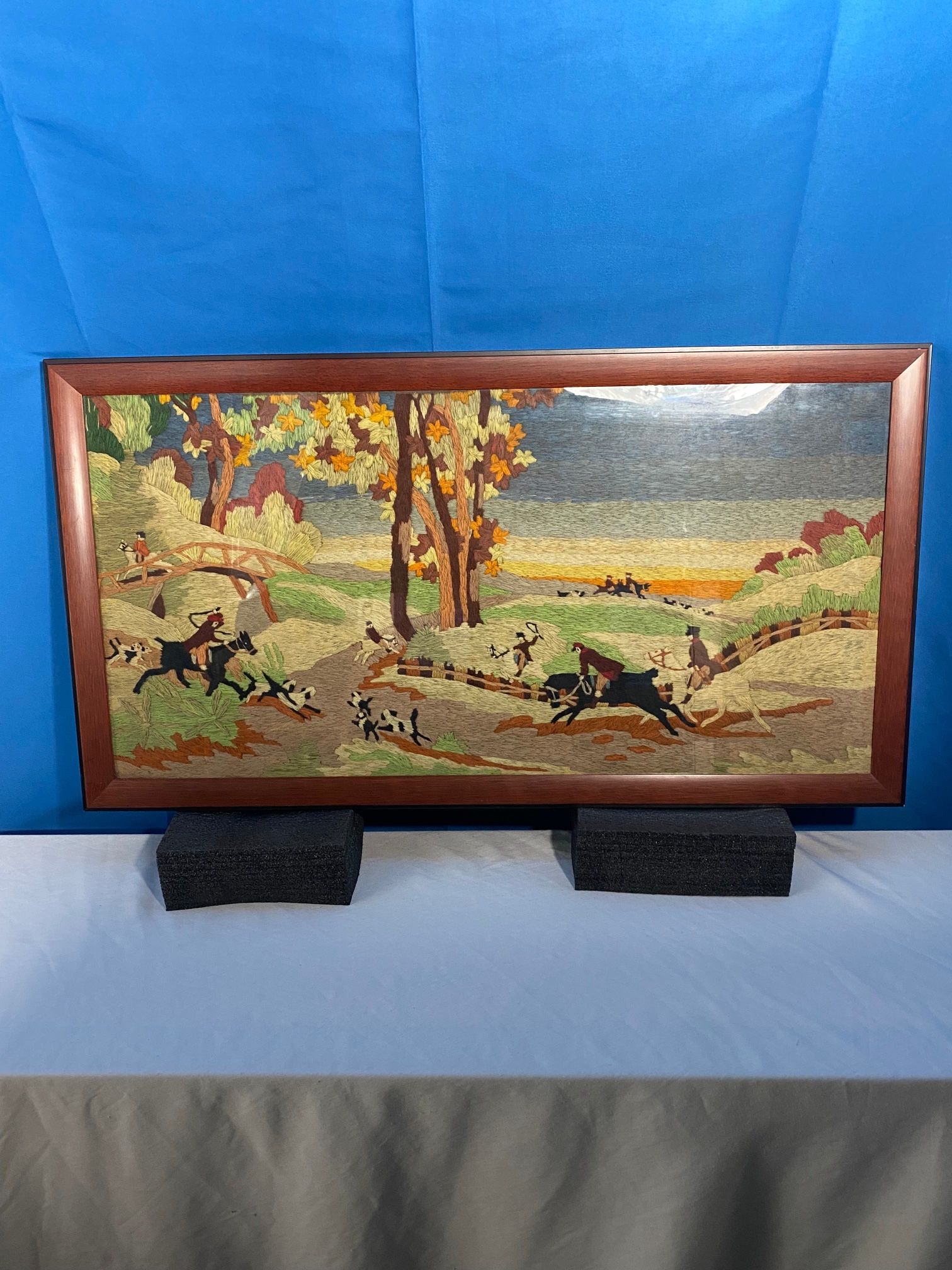 Woolie Hunt Scene Landscape Framed