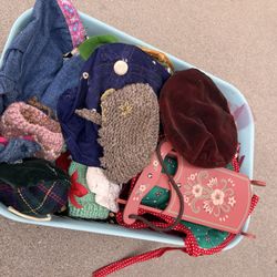 Vintage Teddy Bear Clothes & Accessories Lot – Hats, Dresses, Umbrella, Handmade