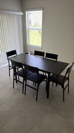Virans 7 piece dinning table and chairs for 4-6, 63”