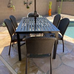 Frontgate Dining Chairs, Cast Aluminum, Powder Coated Table (not Frontgate)