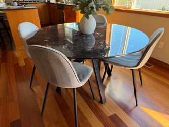 Round Marble Top Dining Table with 4 Chairs
