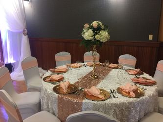 Rent, table cloths,chair covers,sashes,runner table and more