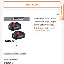 Milwaukee M18 XC6 Battery 2pk