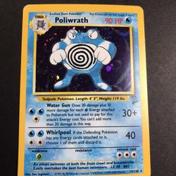 EXCELLENT CONDITION Poliwrath Holo Base Set 2 Pokémon Card