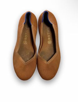 Rothy's brown ballet flats with blue trim #balletflats #comfort