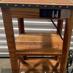 Real Wood Side Table With electric Port