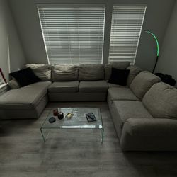 Beautiful Gray Three Piece Sectional Couch 