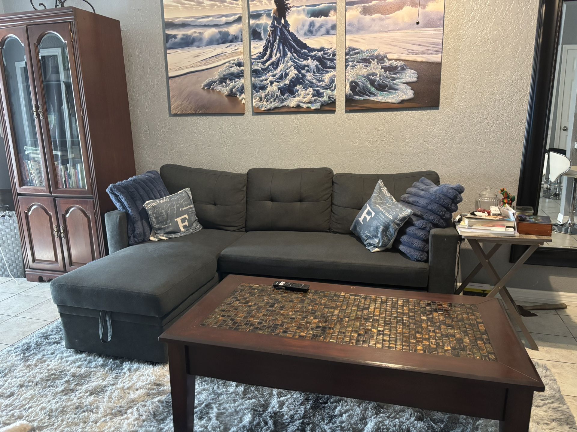 Gray Sofa With Small Sleeper