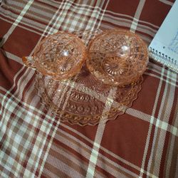 Vintage Imperial 3pc Diamond Pink Glass Set