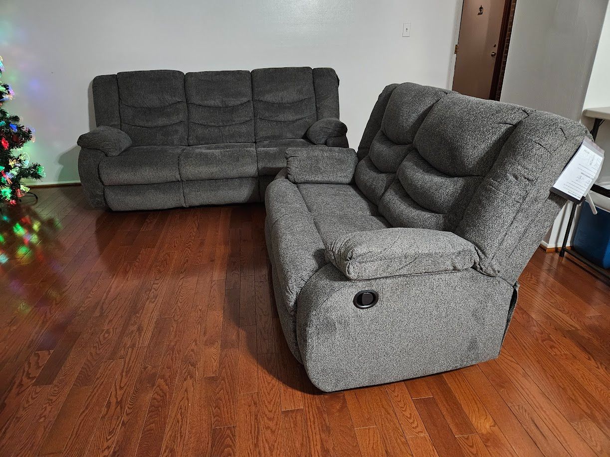 New Ashley Tulen gray color recliner 2pc sofa loveseat special