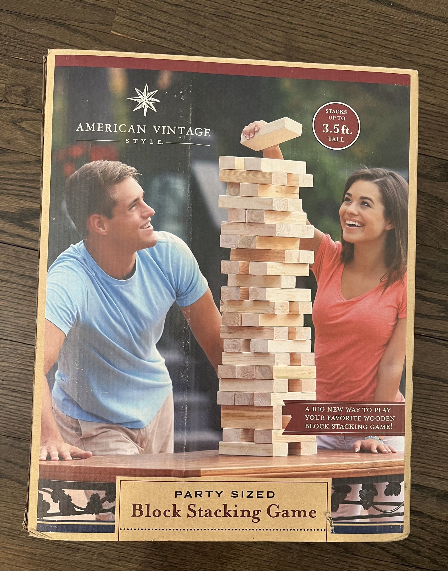 American Vintage Party Sized Wood Block Stacking Game Giant Blocks Stack  3.5ft.