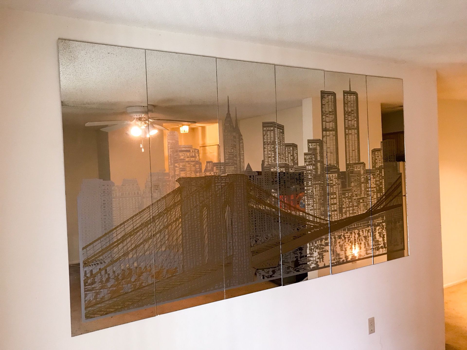 Mirror - 6 Panel - New York City - Brooklyn Bridge / World Trade Center