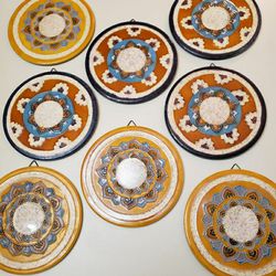 Vintage Ceramic Glazed Decorative Hanging Tiles