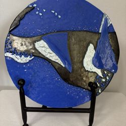 Mcm Retro Vintage Fused Art Glass Sculpture Plate 10 Inches Wide 