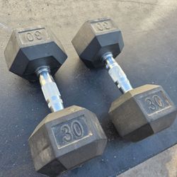 30lb rubber hex dumbbells set