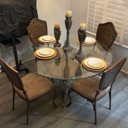 54” Dining Table With Four Solid Chairs