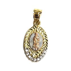 Cubic zirconia Guadalupe mini religious pendant 14K REAL YELLOW , WHITE & ROSE GOLD.